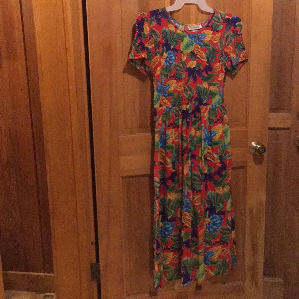 Long multicolored dress.